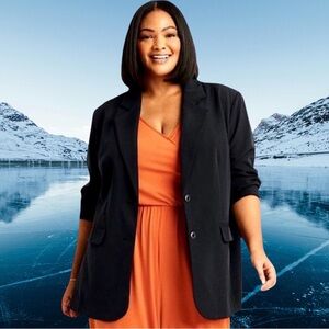 🆕 Ava & Viv Women’s plus-size Black oversized button-up Blazer Jacket/Coat- 3X